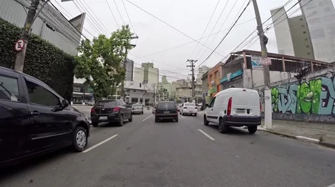 Driving on the Traffic Light close to Marginal Tiete in Sao Paulo, Brazil Stock Footage 43018577