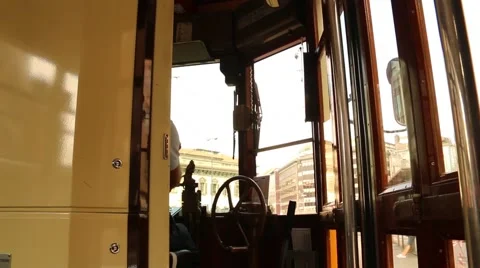 Driving tram Stock Footage 40685874