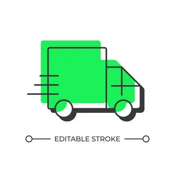 Driving truck offset shadow line icon Stock Illustration