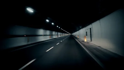 Driving in tunnel. Fast stright. Stock Footage 87050382