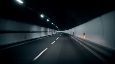 Driving in tunnel. Fast turn. Stock Footage 87050208