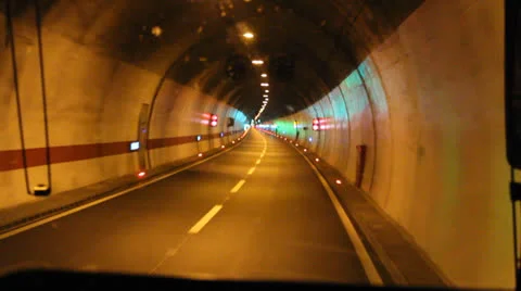 Driving in tunnel Stock Footage 24865633