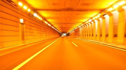 Driving in the tunnel Stock Footage 88120608