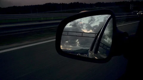 Driving under a bridge, side view mirror Stock Footage 103219646