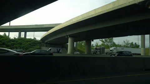 Driving under highway bridges Stock Footage 119202732