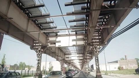 Driving Under Subway Tracks 1 Stock Footage 79026852