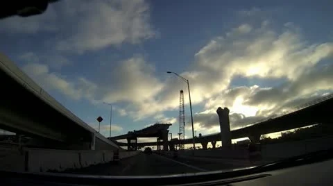 Driving underneath bridge construction on expressway 스톡 동영상 22094010
