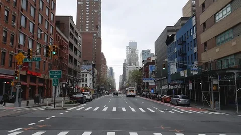 Driving Upper East Side First Avenue Empty Streets Coronavirus Quarantine Stock Footage 127941434