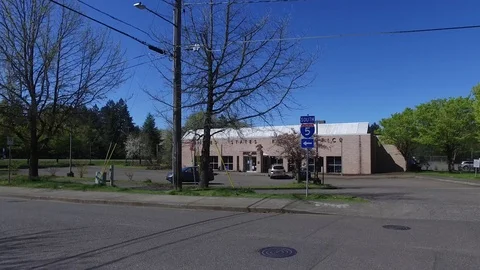 Driving to US Post Office Flag at Half Mast Stock Footage 92450744