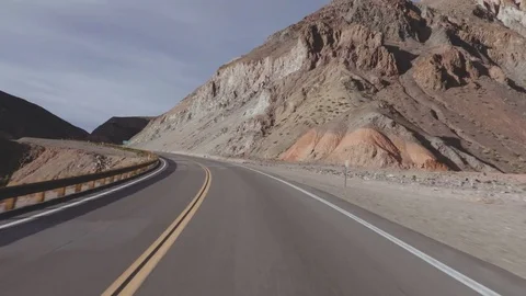 Driving USA: Point of view car shot in Death Valley, California Stock Footage 77453796