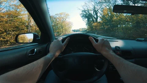 Driving on vacation seem from the point of view of the driver Stock Footage 98076669