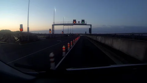 Driving a van down the ramp towards eurotunnel train in Folkstone Stock Footage 112380877