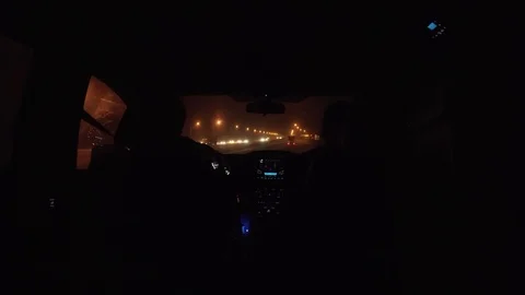 Driving a van on highway at night Stock Footage