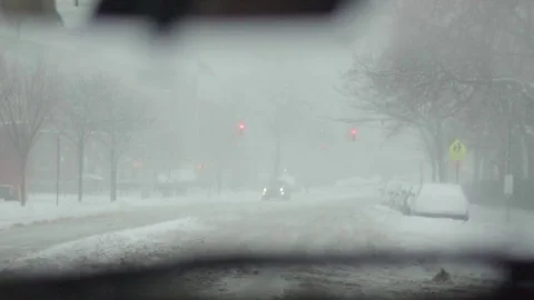 Driving View of Brooklyn during snowstorm Manhattan New York City usa Video stock 84839146