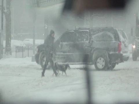 Driving View of Brooklyn during snowstorm Manhattan New York City usa Stock Footage 84839167