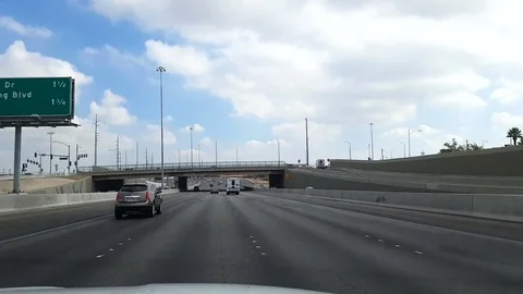 Driving view from a car on the freeway in Las Vegas, Nevada, in United stat.. Stock Footage 70996459