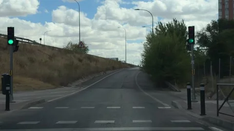 Driving view entering highway from city street Vídeo Stock 344572025