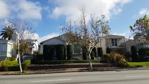 Driving view of houses, at city suburbs, in San fransisco, California, Unit.. Stock Footage