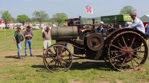 Driving a vintage Steam Engine Stock Footage 23626856