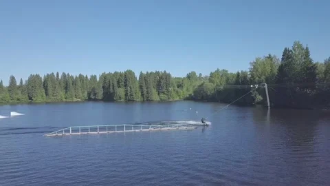 Driving on water board. Mechanical draft Stock Footage 342328099