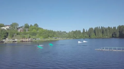 Driving on water board. Mechanical draft Stock Footage 342328114