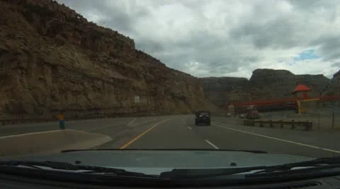 Driving west off the Rockies in Colorado - gorge opening - 21 Stock Footage
