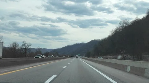 Driving on a West Virginia Freeway on a Cloudy Day Stock Footage 332132418
