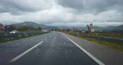 Driving on wet highway Stock Footage 151122442