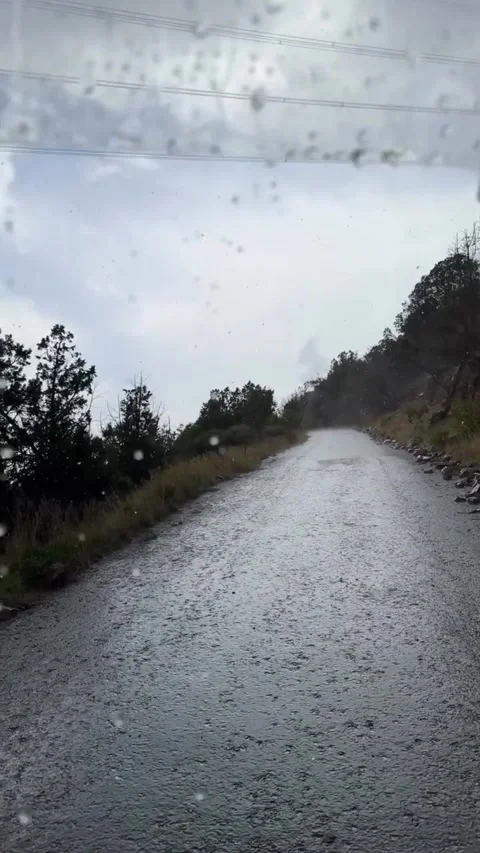 Driving on Wet Paved Road During Heavy Rain Storm Stock Footage 342266516