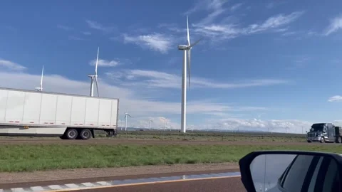 Driving by Windmills Stock-Footage 256339304