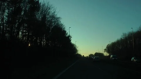 Driving on Winter Evening Stock Footage 104311825