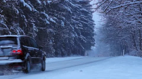 Driving in winter Stock Footage 20535656