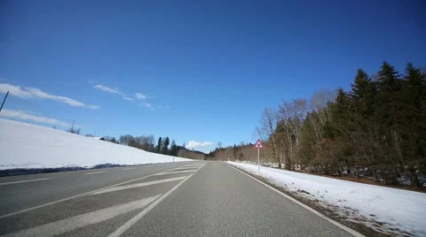 Driving in winter landscape in germany Stock Footage 48599402