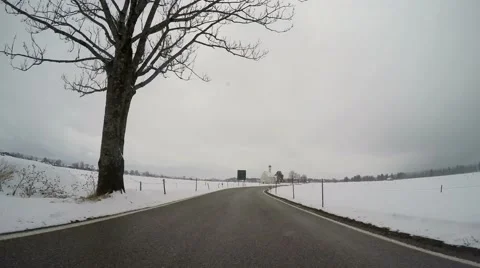 Driving in winter landscape in germany Stock Footage 48650585