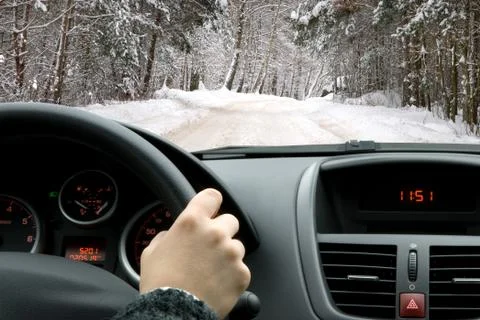 Driving in winter Stock Photos