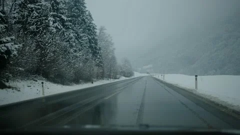 Driving on a winter road Stock Footage 146276341