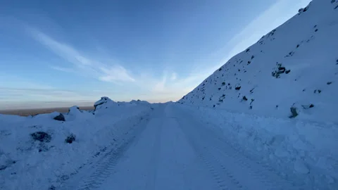 Driving on a winter road Stock Footage 167411709