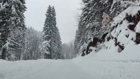 Driving in the winter, roads with snow. Precautions while driving. Stock Footage 221516144