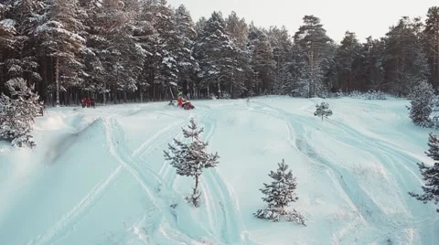 Driving winter snowmobile Video stock 59686461