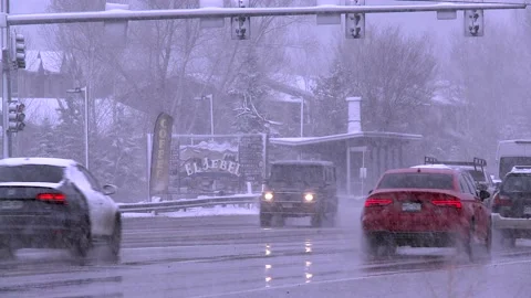 Driving In Winter Snowstorm Stock Footage 179060730