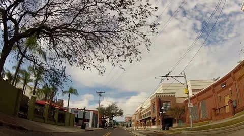 Driving in Ybor Eigth Ave Low Angle 1 minute Stock Footage 24465728