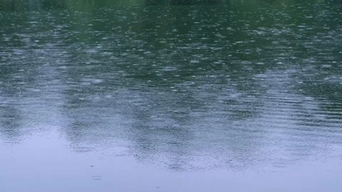 Drizzle drops on the surface of the reservoir. Stock-Footage 158431779