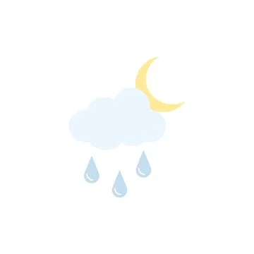 Drizzle at night weather icon Stock Illustration