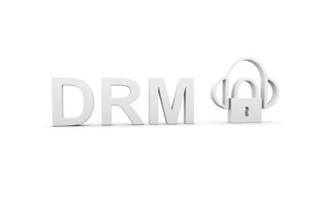 DRM concept white background 3d render illustration Illustrazione stock