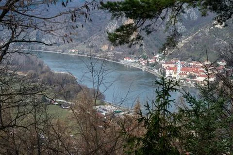 Drnstein Through the Winter Trees Stock Photos