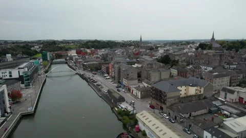 Drogheda / River Boyne - County Louth - Cinematic Aerial Drone Footage - Ireland Stock Footage 240632346
