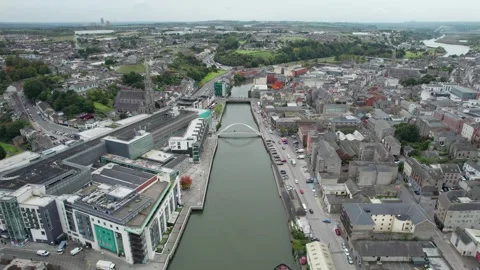 Drogheda / River Boyne - County Louth - Cinematic Aerial Drone Footage - Ireland Stock Footage 240632441