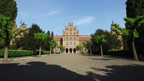 DROGOBYCH, UKRAINE - 3 MAY, 2019: Shot of amazing university and campus. Footage 스톡 동영상 108852035