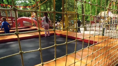 DROGOBYCH, UKRAINE - 3 MAY, 2019: Footage of little girl in pink clothes jumping Video stock 108852074