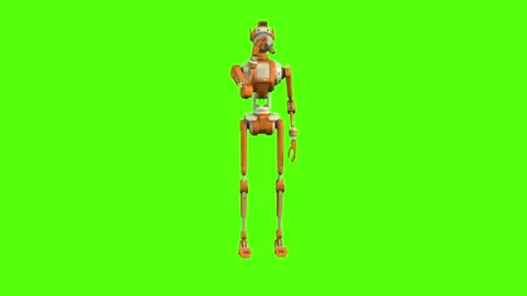 Droid analyzing Sample Green Screen Animation 4K Rendering Stock Footage 263864917